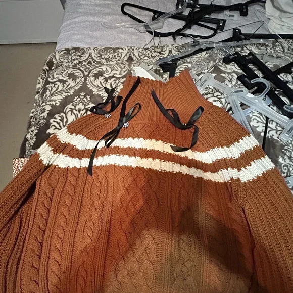 Maeve Rust and Cream Turtleneck Sweater - Picture 1 of 1